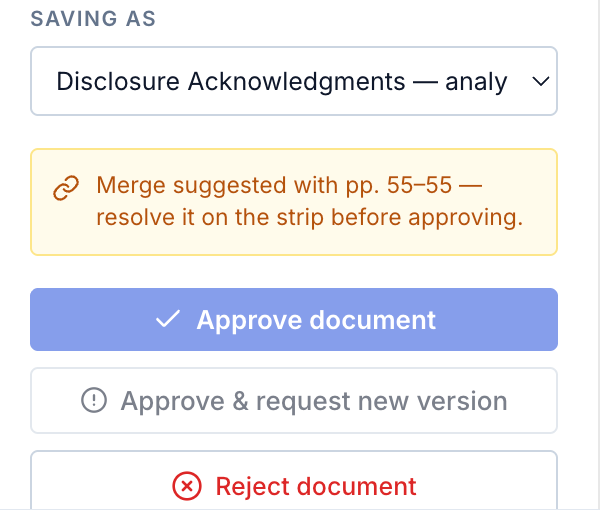 The rail: Saving as, an open merge suggestion, and the three decisions