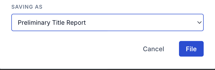 File as…: the requirement to file under, with Cancel and File