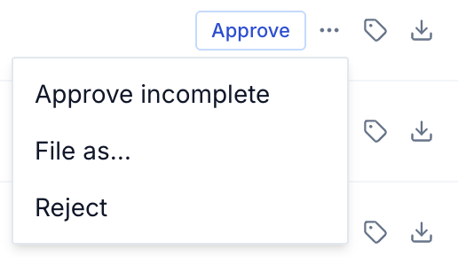 Approve and the ⋯ menu on a document the run matched to a requirement